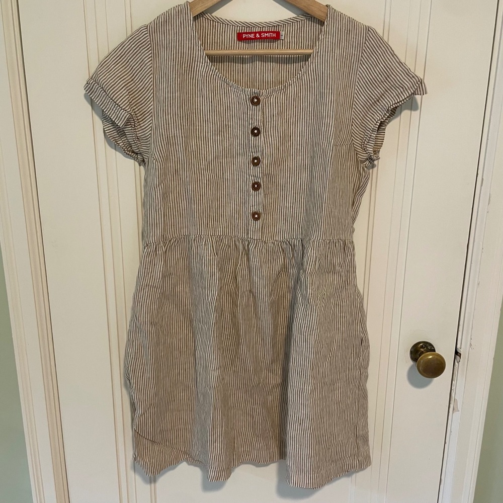 Pyne & Smith Linen Striped Dress Small